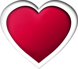 Digital png illustration of white and red heart on transparent background