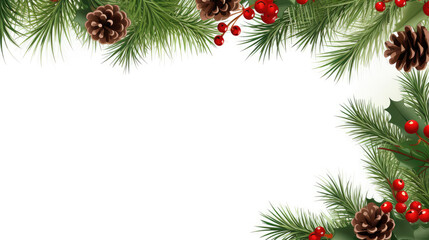 Obraz na płótnie Canvas Christmas border with Christmas elements with white copy space