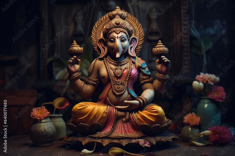 Wall mural God ganesha statue indian festival