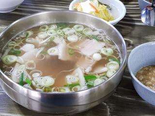 Boiling soup in a pot 