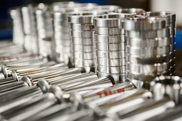 Shiny metal hollow bars and rings made with smart equipment