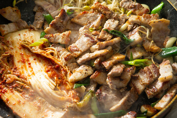 Grilled pork with kimchi