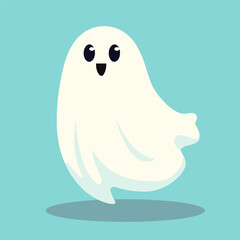 Cute Ghost character style, and flat design. Vector Illustrations for Halloween Day.