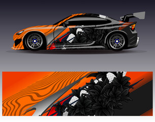 Race car wrap decal designs. Abstract racing and sport background for car livery or daily use car vinyl sticker