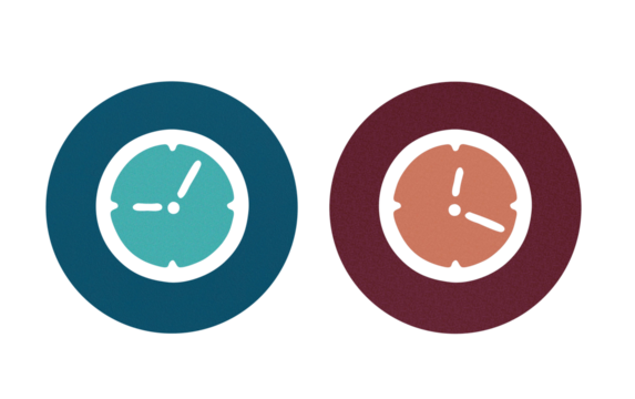 clock blue and red icon symbol with texture