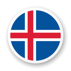 Flag of Iceland flat icon. Round vector element with shadow underneath. Best for mobile apps, UI and web design.