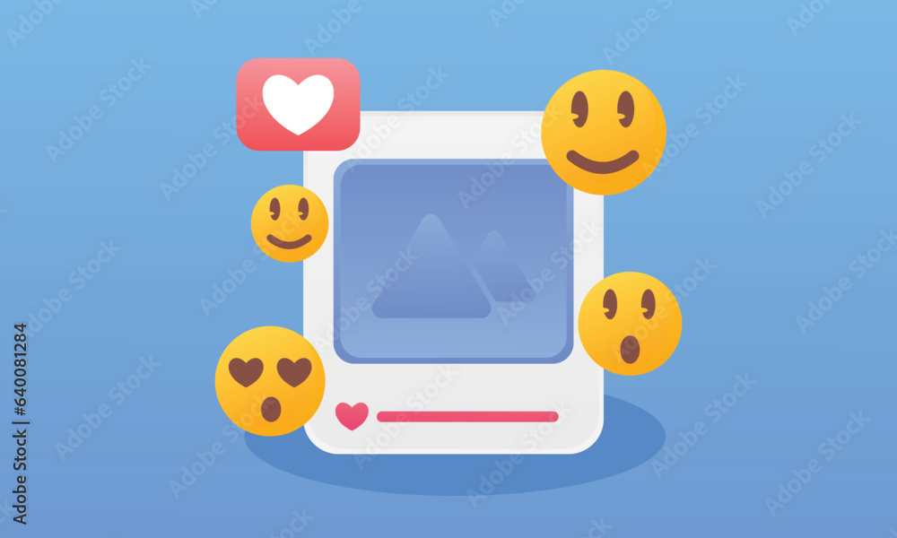 Poster social media with a smiling face interaction between people through networks.on blue background.vect