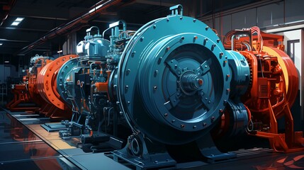 Liquid transfer pump with asynchronous electric motor, modern chemical industrial equipment in an oil refinery petrochemical plant. 