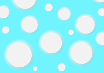White minimal circles on blue, abstract geometry background. Vector design