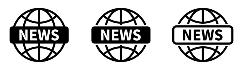 Global news vector icons set. News icons - obrazy, fototapety, plakaty