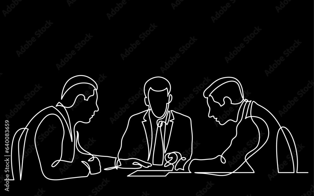 Aufkleber continuous line drawing vector illustration with fully editable stroke of diverse office workers hav