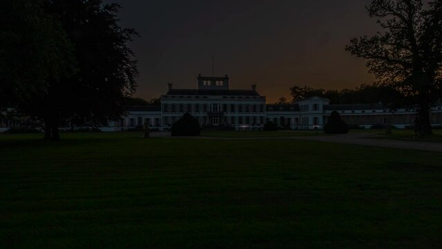 Stunning time lapse of Paleis Soestdijk while the sun rises. The palace used to be the former residence of the royal family