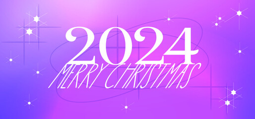 Y2k Christmas aesthetic template. 2024 New Year gradient background trendy style. Y2k bling element minimalist design. Aesthetic vector illustration