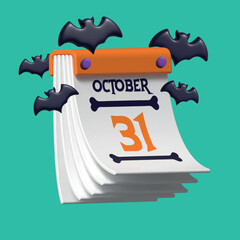 3D Halloween calendar with bats