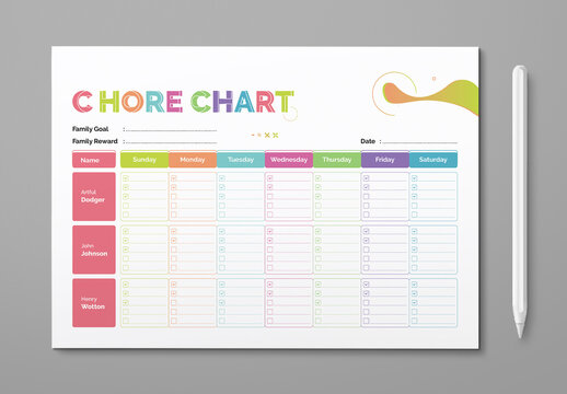 Chore Chart Design Template