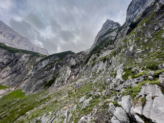 Hike to Zugspitze by using the via ferrata hike trail path