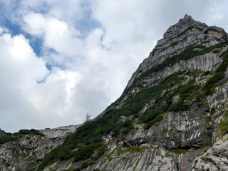 Hike to Zugspitze by using the via ferrata hike trail path
