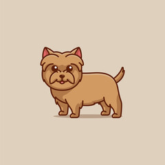 Obraz na płótnie Canvas Cute cairn terrier simple cartoon vector illustration dog breeds nature concept icon isolated
