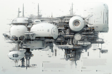 Futuristic technology generic complex module or station. Advanced technology design concept.