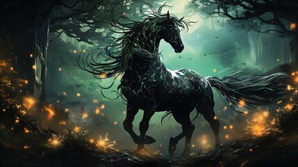 Mythical Horse In Forest