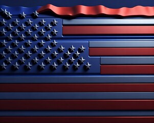 3d illustration of the American flag, rendered in rubberized textures with vibrant colors and sharp details. Generative AI 