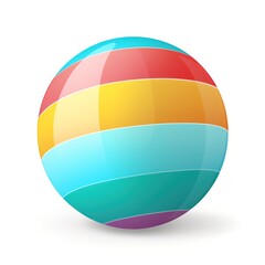 Colorful Beach Ball on White Background AI Generated