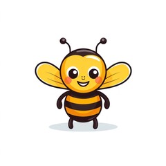 Obraz premium Basic Minimalist Bee Isolated on White Background AI Generated