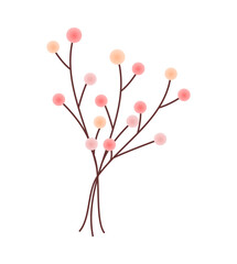 Simple cute pink flower with stem illustration vector design