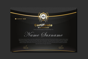 Award or achievement certificate design with luxury golden color background black