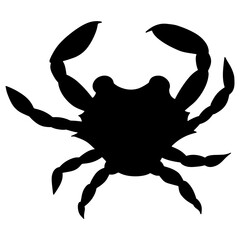 Black Crab Silhouette Isolated on White Background.