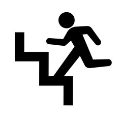 Running up stairs person icon. Vector.