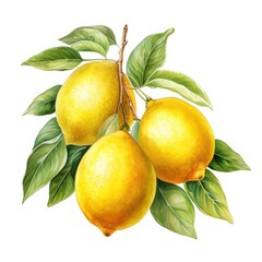 Bright Watercolor Sweet Lemon Clipart AI Generated