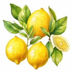 Bright Watercolor Sweet Lemon Clipart AI Generated