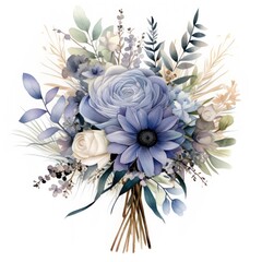 Beautiful Watercolor Wedding Bouquet Clipart AI Generated