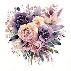 Beautiful Watercolor Wedding Bouquet Clipart AI Generated