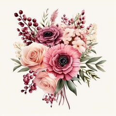 Beautiful Watercolor Wedding Bouquet Clipart AI Generated