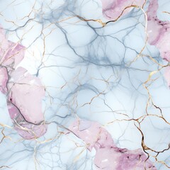 White Cracked Marble Rock Texture with Art Nouveau AI Generated