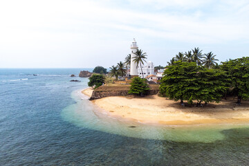 Aerial drone Photo of colonial Galle Fort at the ocean in Southern Sri Lanka - obrazy, fototapety, plakaty