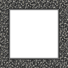 Vector frame with copy space. Abstract gray marble stone texture background. White paper sheet in square frame.