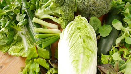 Green vegetables on the table.