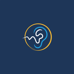 the hearing logo design. Vector illustration abstract ear and wave. modern logo design vector icon template