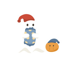 Happy Halloween little ghost and pumpkin, Halloween cartoon, Cute ghost and pumpkin, Halloween collection.