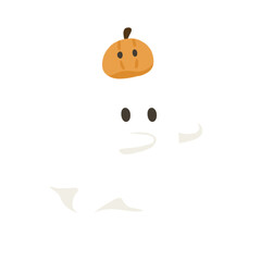 Happy Halloween little ghost and pumpkin, Halloween cartoon, Cute ghost and pumpkin, Halloween collection.