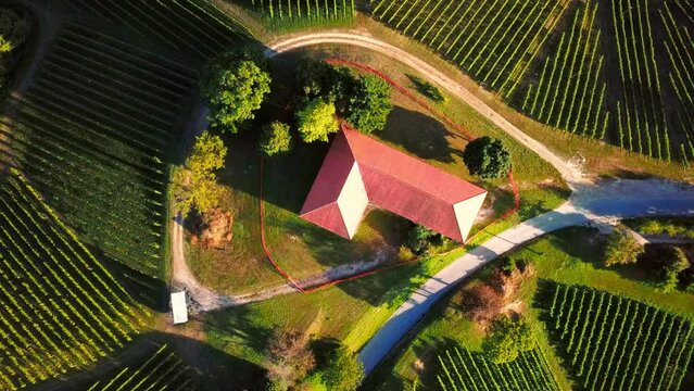 Stunning aerial 4K drone footage of Prlekija filmed in summer. Prlekija is a picturesque region in northeastern Slovenia known for its rolling hills, lush vineyards, and rich cultural heritage.