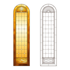 Worksheet with Stained Church glass in sun gradient colors.