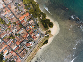 Aerial drone Photo of colonial Galle Fort at the ocean in Southern Sri Lanka