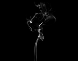 White smoke or steam smog moves on a black background. Beautiful gray smoke