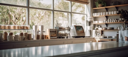 Obraz premium wood cafe coffee shop restaurant, ai