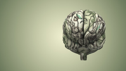Human brain made out of dollar bills