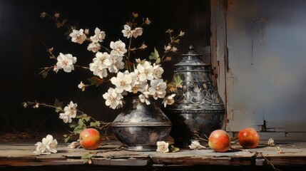 still life with flowers and candle © Dushan